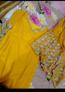 Yellow Embroidered Indian Suit
