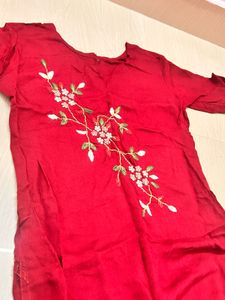 Maroon Embroidered Kurti