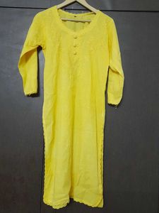 Yellow Embroidered Kurti