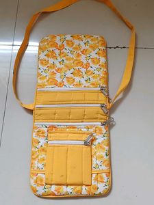 Yellow Floral Print Crossbody Bag