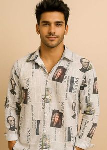 📰 Newspaper Print Oversized Shirt | Retro Press D