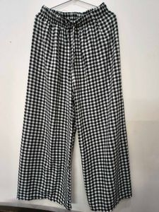 Checked Wide-Leg Palazzo Pants
