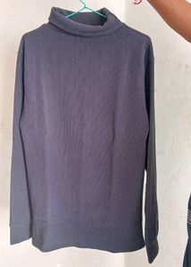 Charcoal High Neck Winter Sweatshirt for Men