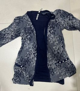 Blue top with cardigan