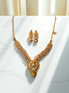 Gold-Tone Floral Necklace Set with Matching Earing