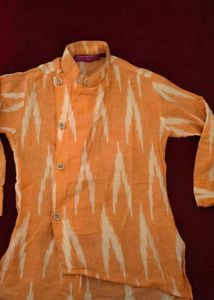 Peach Ikkat Boys Kurta