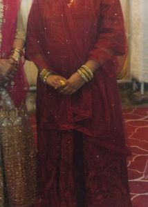 Party wear Maroon Gown With Dupatta