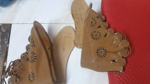 Laser Work Wedge Heel Shoe Sandal