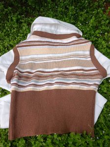 Striped Knit Top with Blouse