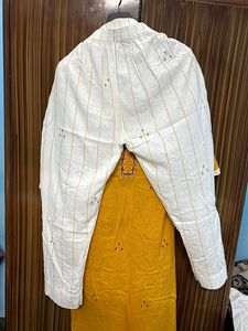 Mustard Embroidered Kurti Set