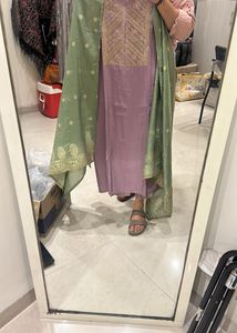 Heavy Silk Suit With Contrast Dupatta