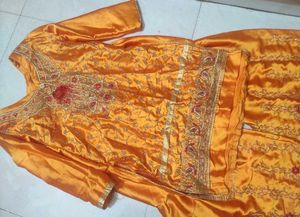 Satin Embroidered Sharara Set