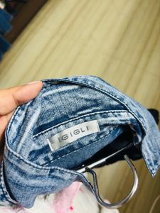 Denim Shirt With Woollen Top