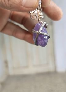 Set Of 2 Amethyst And Akik Pandent