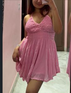 Pink Crochet Summer Dress