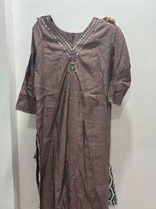 Elegant Brown Kurtaset pajama and dupatta
