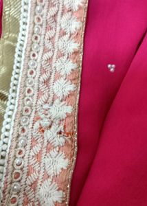 Beautiful Embroidery Saree With Designer Blouse