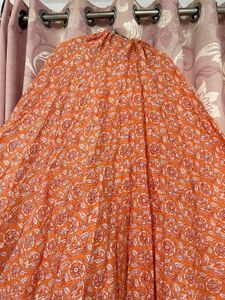 Orange Floral Print Skirt