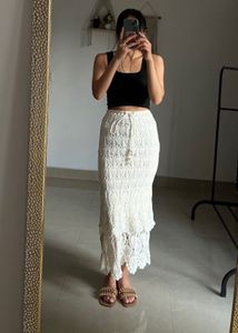 Crochet Ruffled Mermaid Tiered MIDI  Skirt