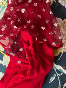 Indya Ethnic Gown M -Full Length,Bright Red Colour