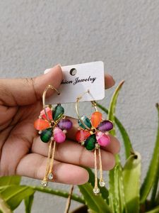 Vibrant Multicolor Floral Dangle Earrings