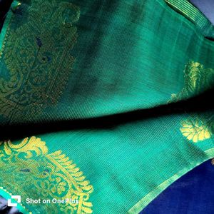 Glitter green/ Blue Silk Saree