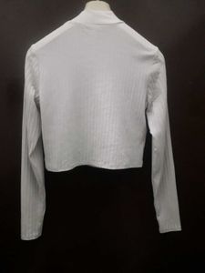 White Ribbed Mock Neck Crop Top