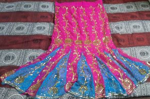 Party Wear all Over Embroidery Lancha With Heavy  Embroidery Blouse And Dupatta.