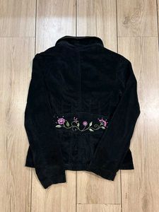 Black Embroidered Velvet Blazer