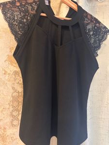 Black Embellished Lace Top, Bust- 32/34 Strechable