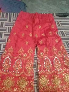 Red &amp; Gold Embroidered Top And Plazo