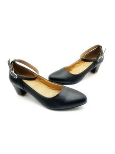 EXPORT QUALITY Black Leather Mary Jane Heel