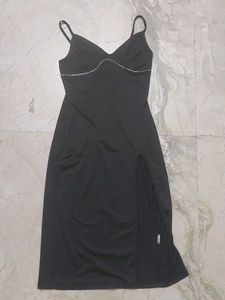 Rhinestone Slit Midi Dress