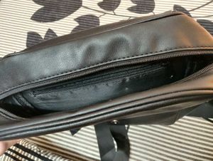 Classic Black Leather Side Bag for Men