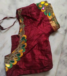 Stone And Dimond Work Maroon Blouse