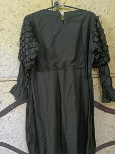 Stylish Dark Mehndi Colour One Piece Dress
