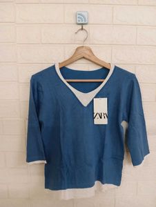 Blue V-Neck Top