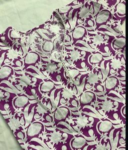 Purple Floral Short Kurta
