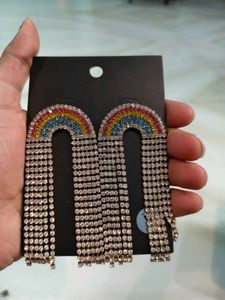 Rainbow Tassel Earrings american diamonds