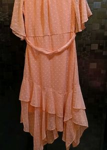 Peach Fit And Flare Dress
