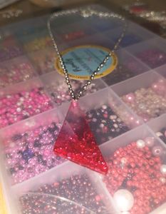 Ruby Crystal Pendant With Silver Chain❤️