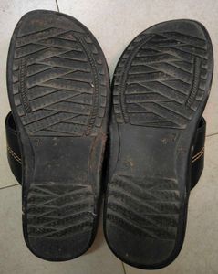 Black Leather Flip Flops