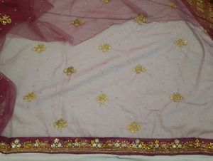 Elegant Purple Embroidered Saree with blouse