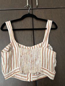 Forever 21 Striped Button-Down Crop Top