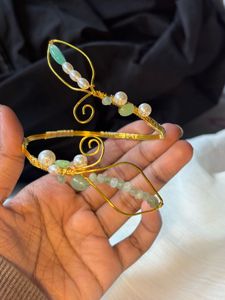 Gold Tone Leaf Arm Cuff Bracelet