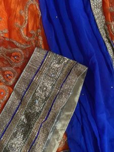 Orange Embroidered Lehenga Choli Set