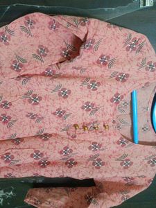 Peach Colour Pure Cotton Straight Kurti
