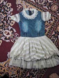Denim and White Colured Frock