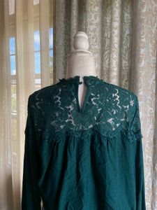Emerald Surplus Lace Cotton Top