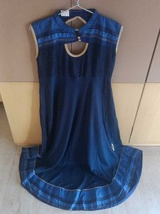 NEW Indigo Blue Printed Sleeveless Kurti/Gown